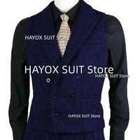 mens suit vest double breasted vintage herringbone wool chalecos hunting wedding groomsmen sleeveless jackets