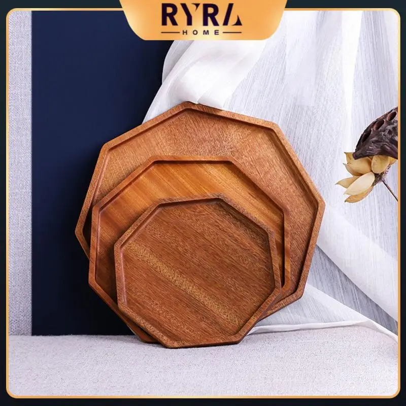 

2021 New Ebony Plate Tray Wooden Serving Tray Household Wooden Plate Japanese Dinner Plate Tea Tray Octagonal Tray Carving Plate