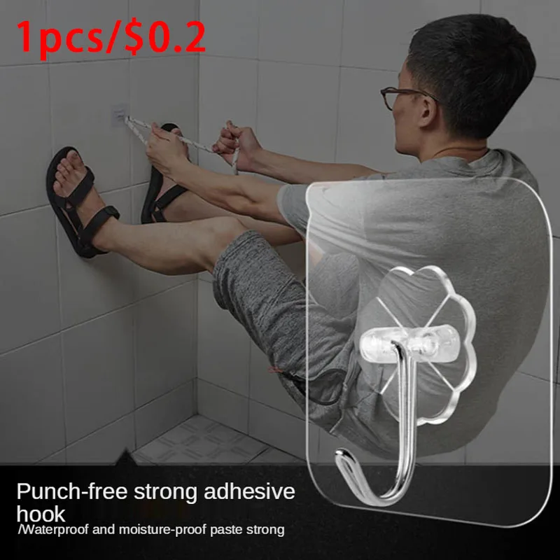 

1Pcs 6x6cm Hooks Transparent Strong Load Home Kitchen Wall Rack Cup Sucker Self Adhesive Door Hangers Punch-Free Universal Hook