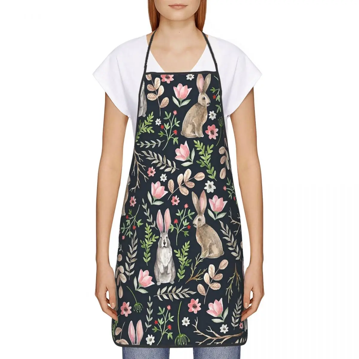 Фартуки с милыми кроликами (темно-синие) фартуки для шеф-повара приготовления