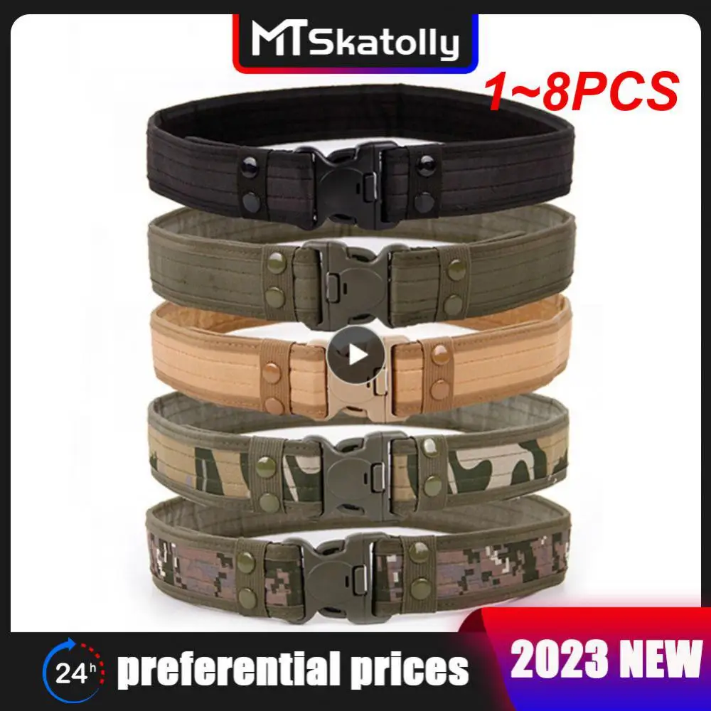 

1~8PCS Quick Release Military Tactical Belt Army Style Combat Belts Fashion Men Camouflage Canvas Waistband Outdoor Hunting