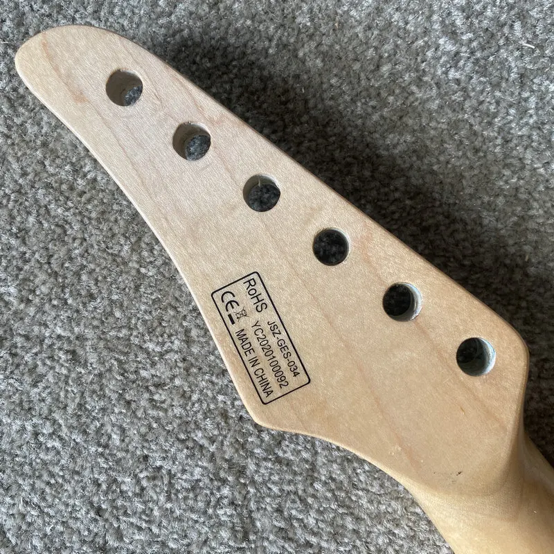 IN907 Blue Flamed Maple Headstock 24 Frets Fingerboard Unfinished Guitar Neck Tremolo Short Scale Length with Damages