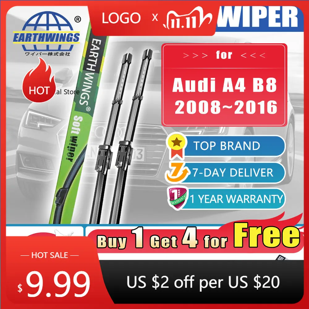 

For Audi A4 B8 2008~2016 Avant Arllord Front Wiper Blades Brushes Cleaning Windscreen Windshield Car Accessories 2013 2014 2015