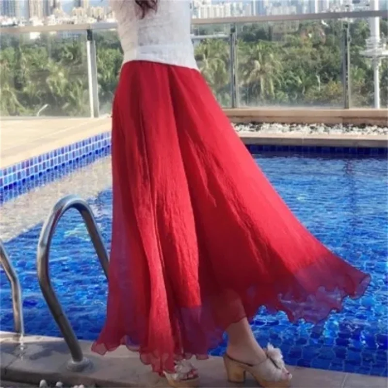 Высококачественные двухслойные юбки на весну и лето эластичная юбка с высокой