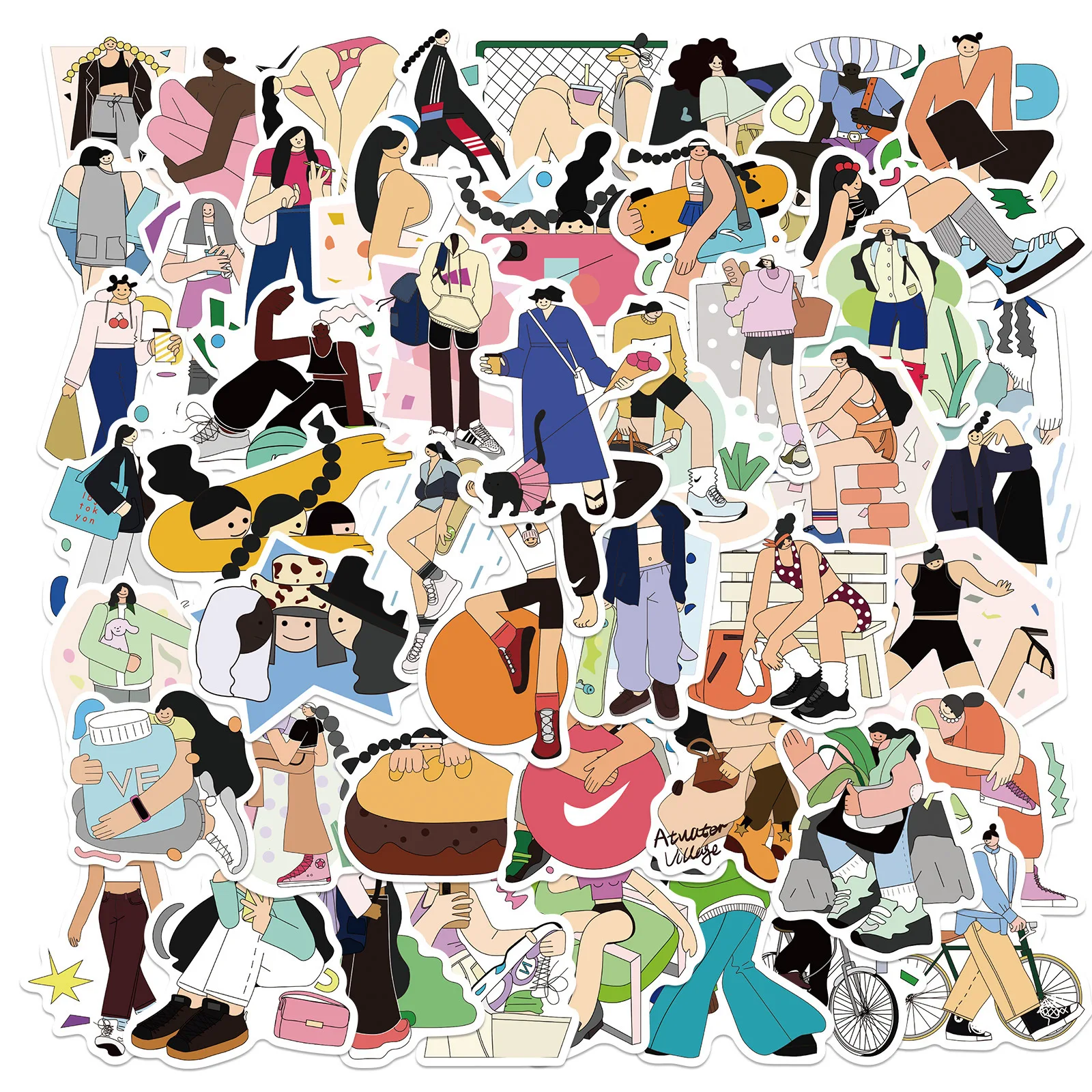 

Korean Girls Stickers Korean Stationery Notebook Car Laptop Wall Sticker Book Phone Cases Scrapbooking Guitar Toys Skateboard