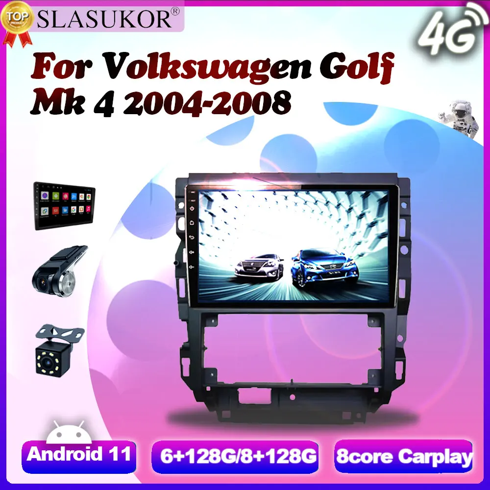 9 дюймов DSP RDS Android 11 Радио стерео для Volkswagen Golf Mk 4 2004-2008 рамка мультимедийный плеер 4G
