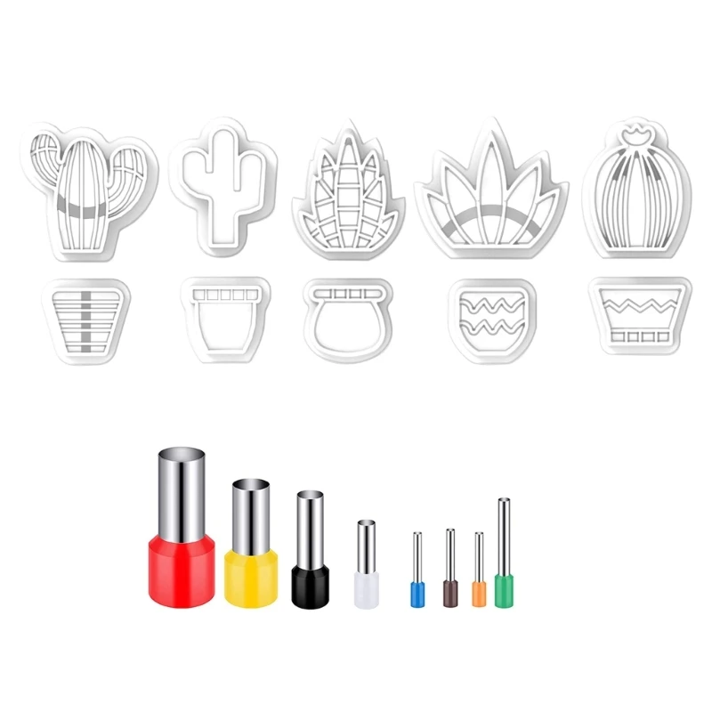 

18Pcs Spring Fresh-Cactus Soft Pottery Cutter Earring Jewelry Pendant Maker Green Plant Ornament Pendant Cutting Mold 57BD