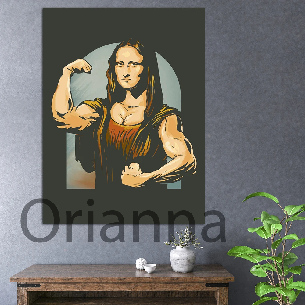 

Модульные картины, Hd печать, пародия «сильная Мона Лиза», Картина на холсте, забавный винтажный домашний декор, современный настенный посте...