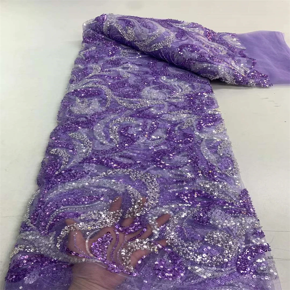 

2023 новейшие бусины, роскошная Элегантная вышивка, кружево для жениха, африканский тюль с блестками, кружевная ткань для свадебного платья ZX30