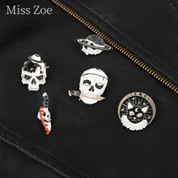 mysterious witchs enamel pin star moon cat skeleton blood dagger badge punk planet brooches lapel gothic badges jewelry gifts