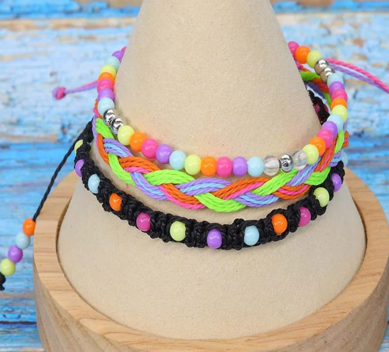 

tyjy 1/29 Youth Colorful Bead Bracelet Hot Selling Waterproof Wax Thread Knitted Bracelet