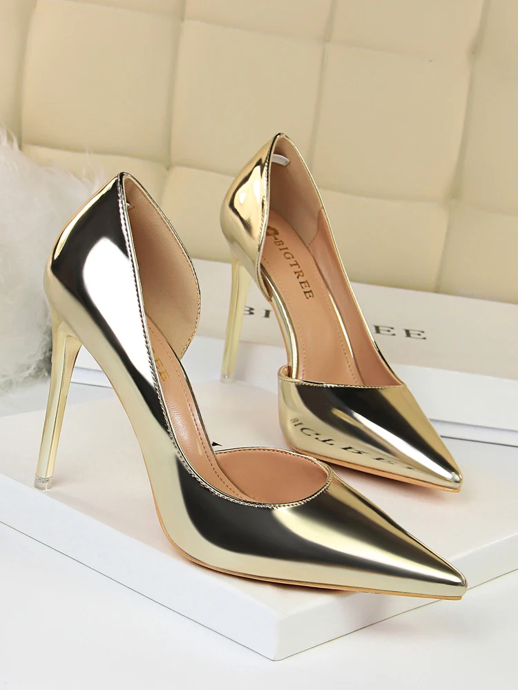 

Туфли-лодочки женские на высоком каблуке, заостренный носок, без застежки, с боковым вырезом, пикантная обувь для вечеринки, весна-осень