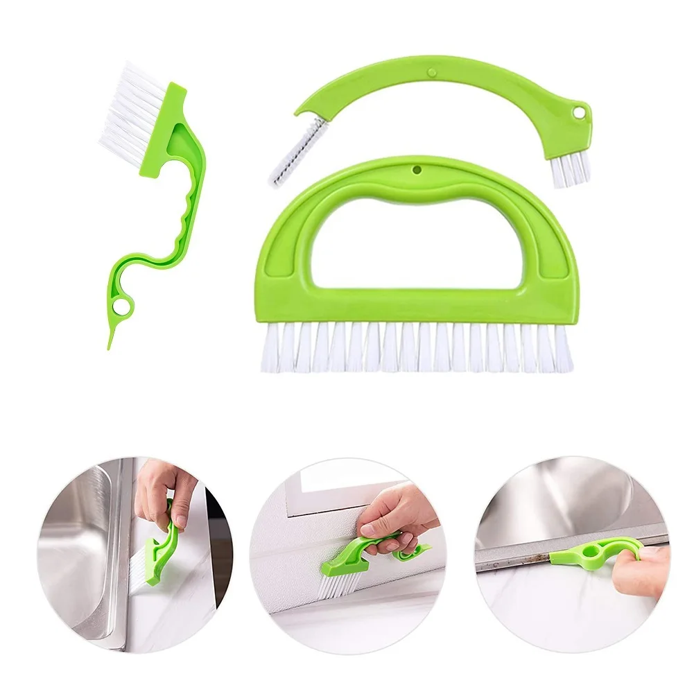 3 Pcs Grout Cleaner Brush Cleaning Brush 12.7/13.7/18.2cm For Shower Scrubbing Bathroom Kitchen Floor Lines Tile Cleaning Tools