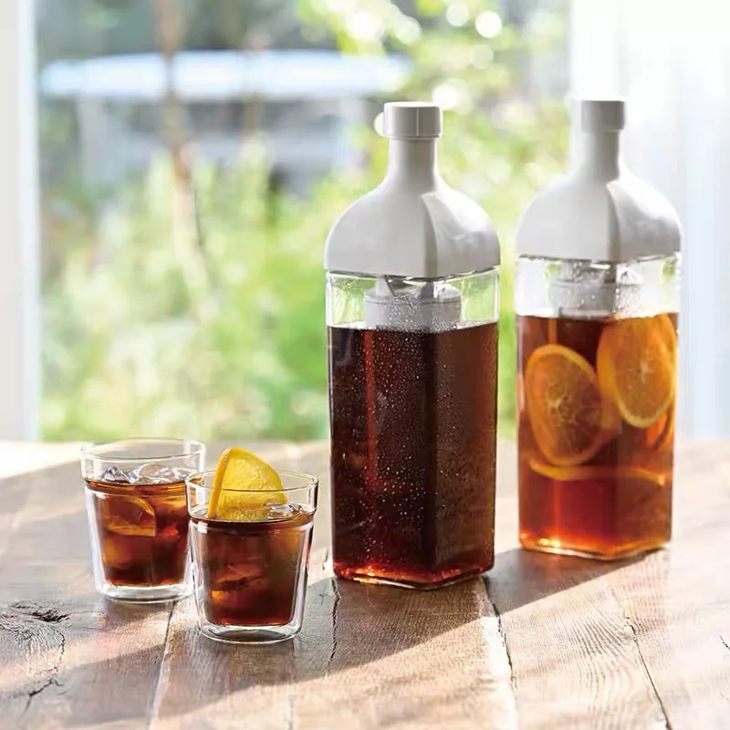 

Square Ice Drop Cold Extraction Coffee Pot Office Outdoor Household Coffee Dripper Filter Ice Brewing 1200ML Tea Pot