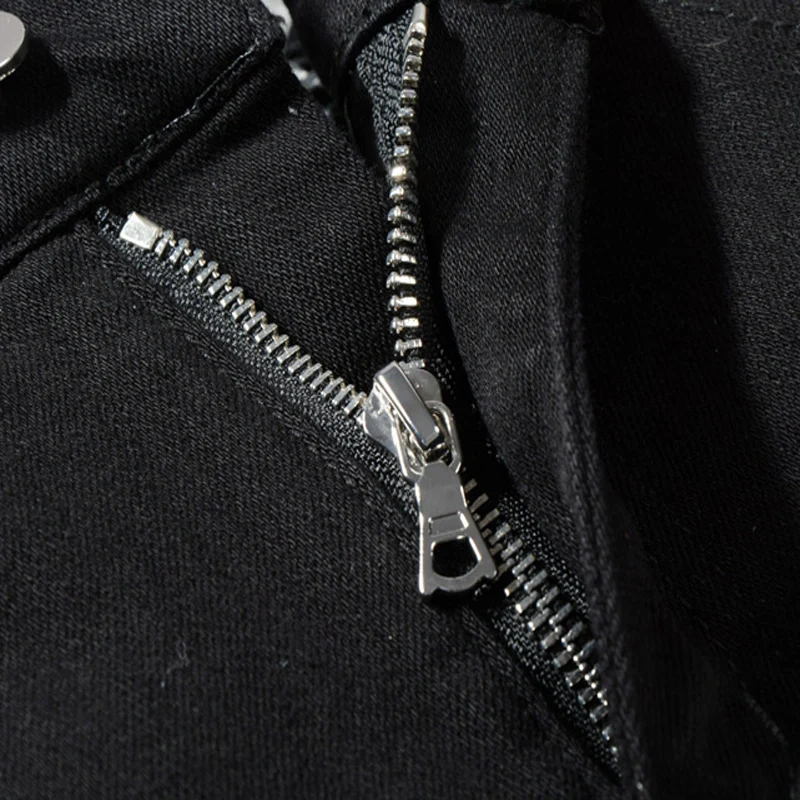 High Street Fashion Men Jeans Black Stretch Slim Ripped Jeans Men Hole Punk Trousers Patch Designer Hip Hop Brand Pants Hombre