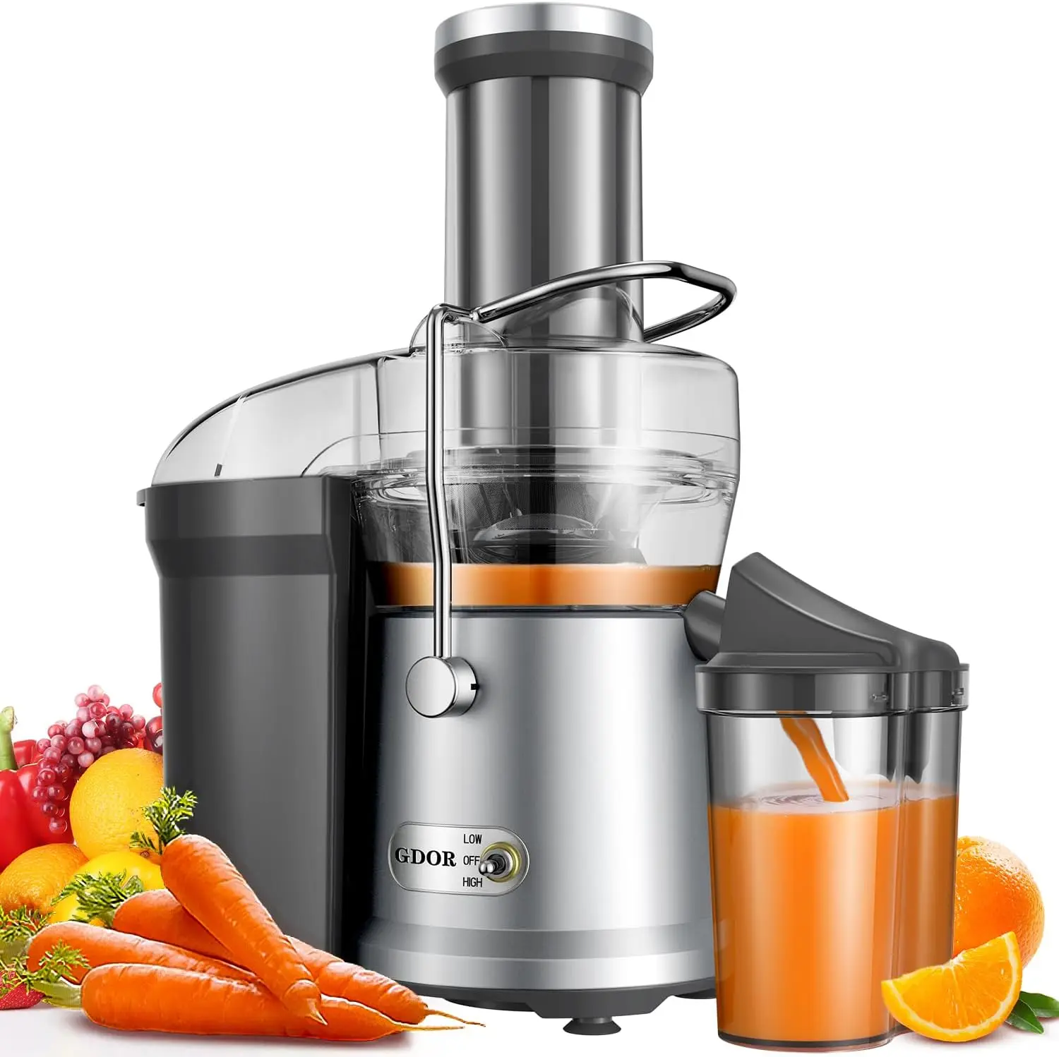 

GDOR Juicer with Larger 3.2" Feed Chute, Enhanced Cutting System, Centrifugal Juice Extractor Maker with Heavy Duty Full Co