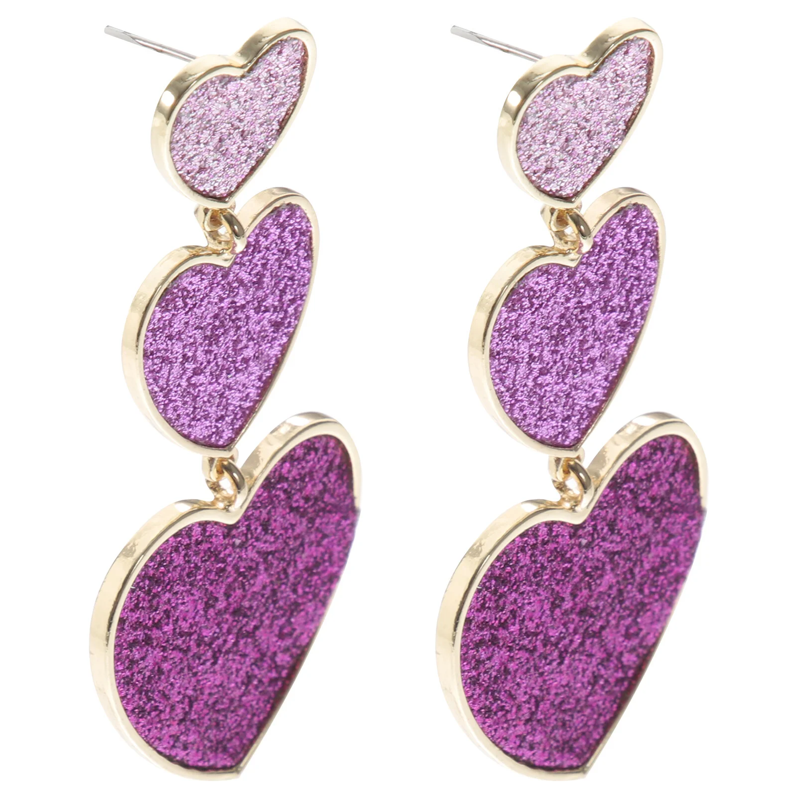 

2 Pairs Sequin Earrings Women Valentines Day Wedding 7x2.9cm Alloy Statement Miss