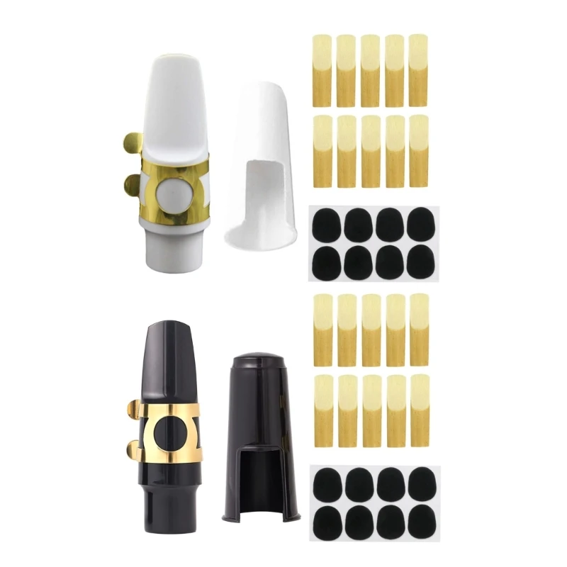 

Metal Saxphone Clarinet Ligature with Plastic Cap Mouthpiece Clip Fastener Set Professional Durable Saxophone Tool Kits