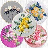 beginner european flower embroidery fabric threads material bag diy 3d landscape needlework cross stitch kit wall painting