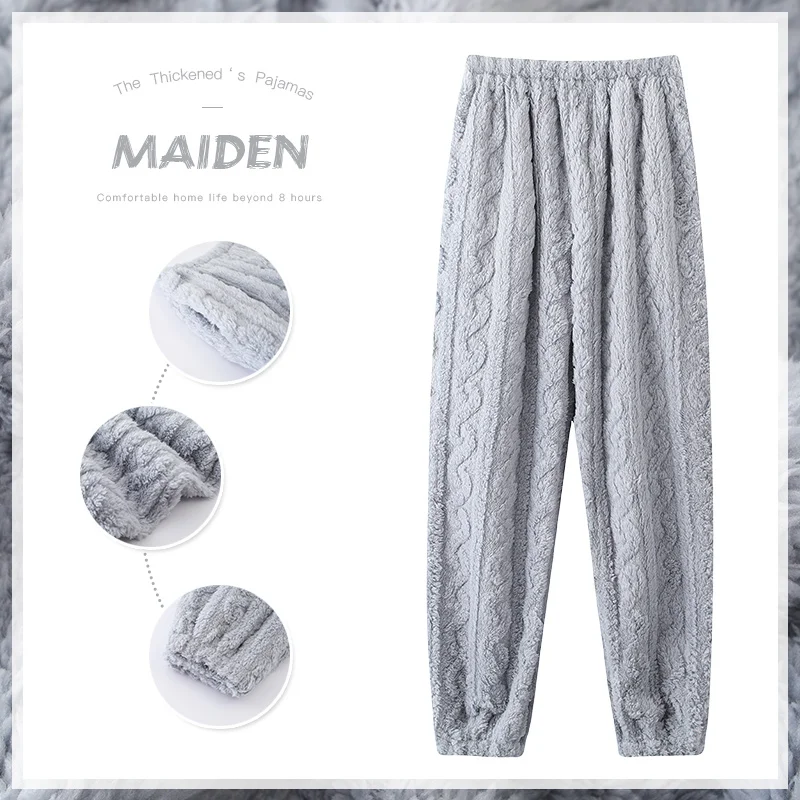 Newest Women Thick Flannel Pants Winter Warm Home Wear Long Pants M-XXL Casual Soft Sleep Pants