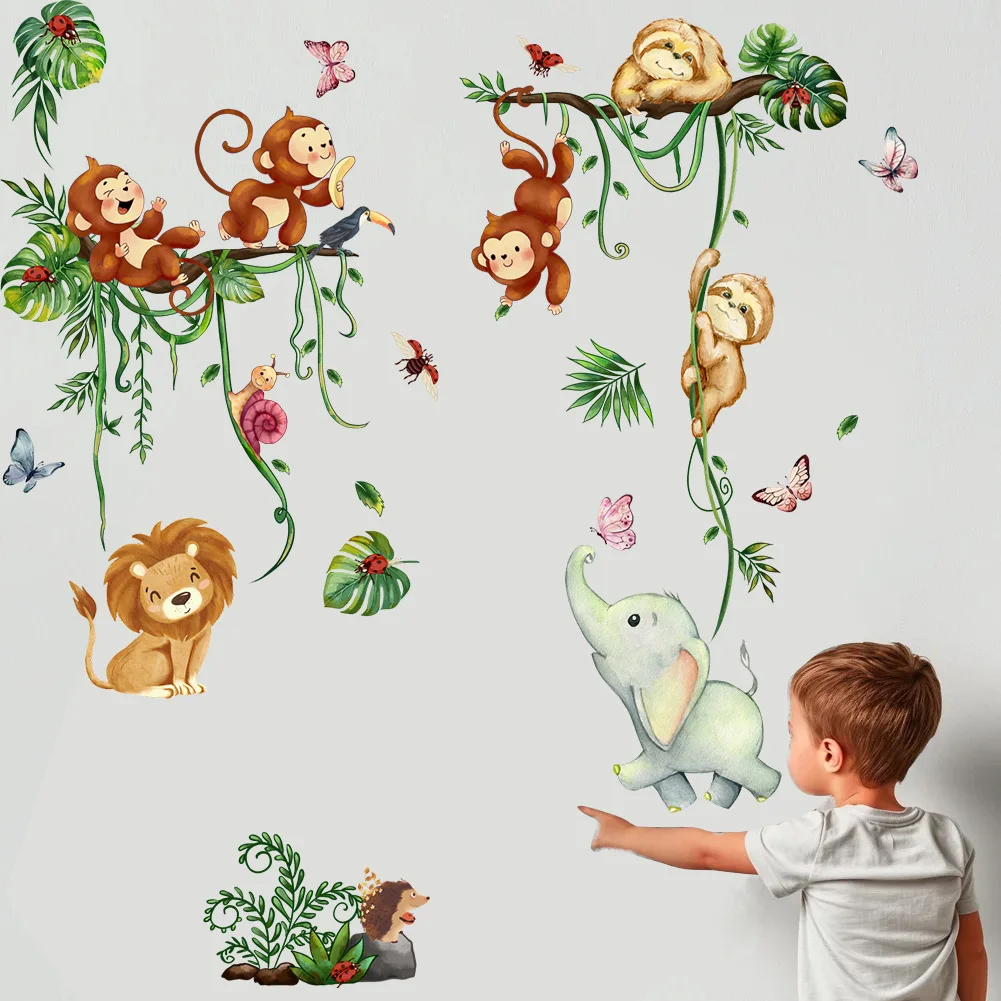 Наклейка с изображением животных и лозы для гостиной украшение детской комнаты