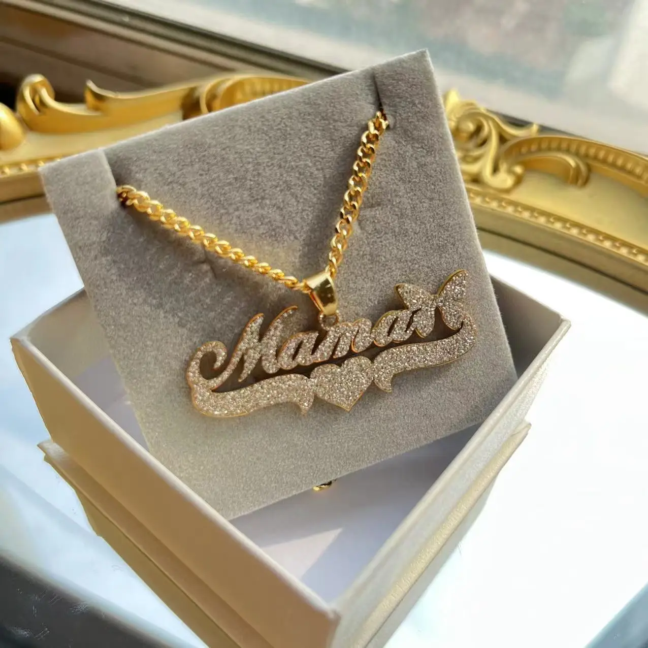 Ожерелье из нержавеющей стали с именем на заказ от KristenCo, индивидуальное ожерелье с сердцем, модные ювелирные изделия для женщин