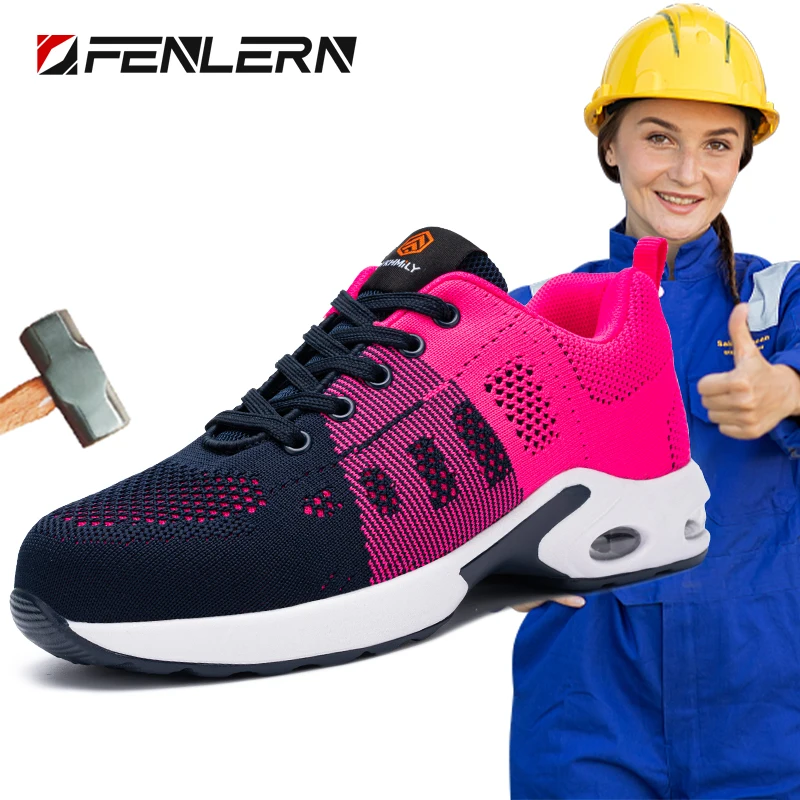 Fenlern Men Safety Shoes Women Light Weight Work Size 35 Steel Toe Shoes for Women Winter Work Shoes Women Safty Sneaker