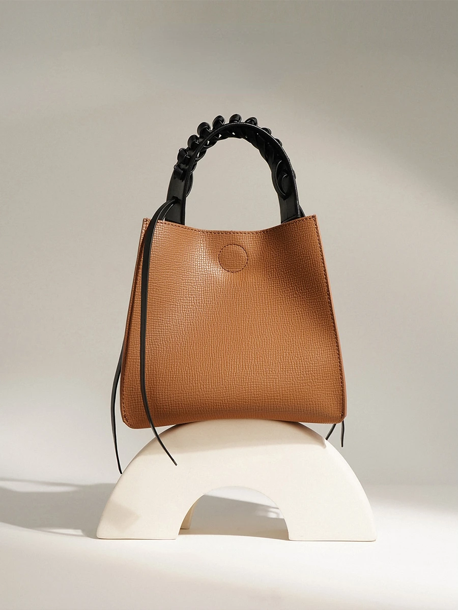 

New Women's Bucket Bag Leather Vintage One Shoulder Diagonal Straddle Handbag