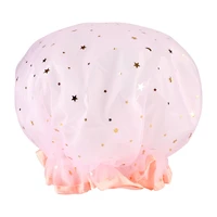 double layer bathing cap female thickened waterproof bathing head cover lovely korean household bathing cap hair cover kitchen
