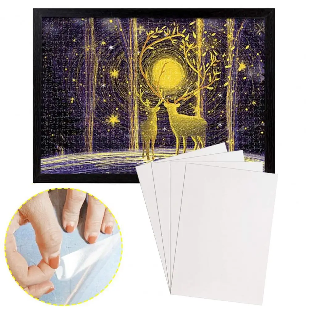 

Easy to Store 4Pcs Useful Easy Operation Jigsaw Protector Film White Puzzle Gule Sheet Multifunctional for Office