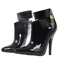 12 high heels pointed toe lockable ankle strap women sexy fetish party shoes unisex big size 36 46