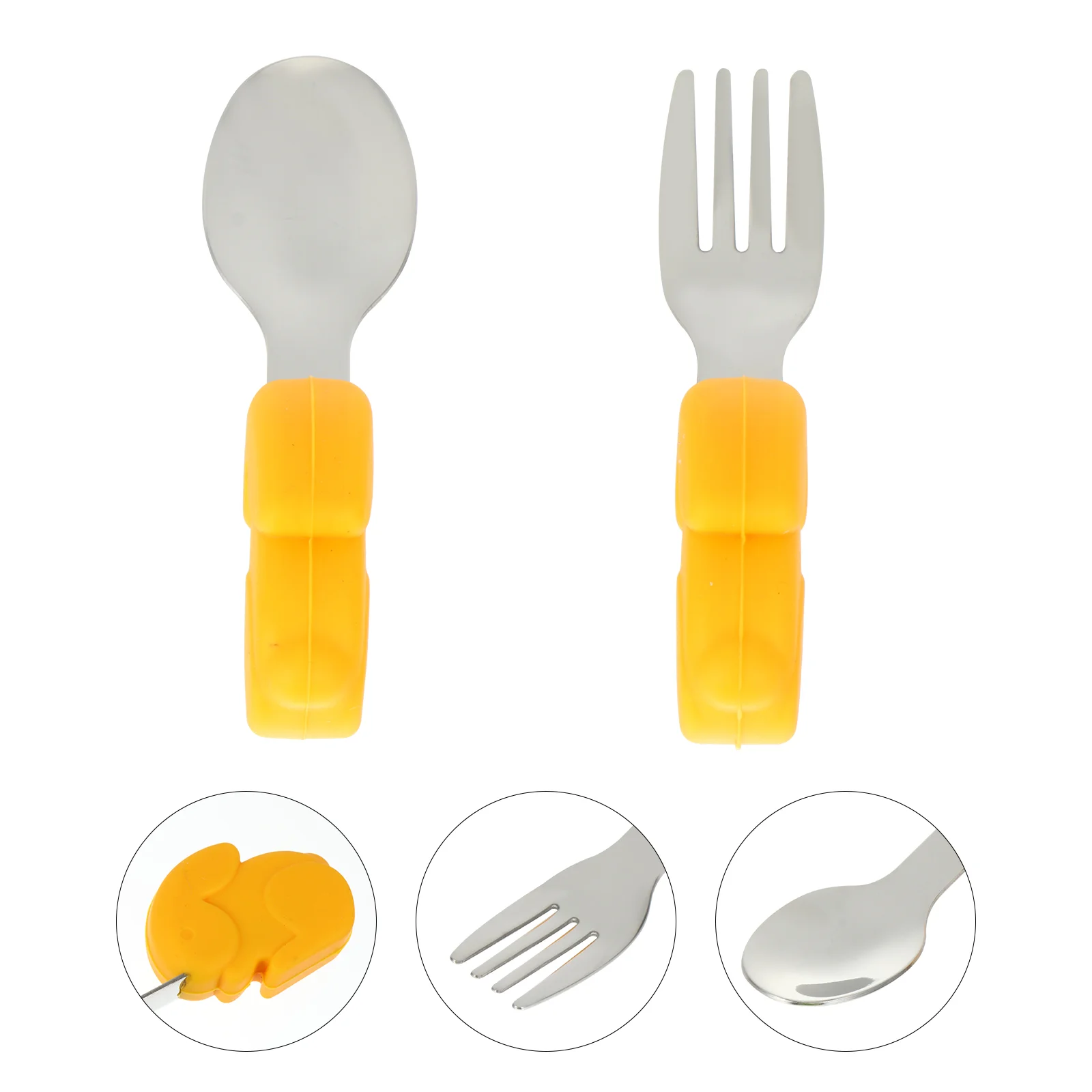 

2 Pcs Silicone Ladle Baby Spoon Fork Baby Silverware Cutlery Set Kids Kids Spoons Kids Learning Tableware Feed Fork Spoon Set