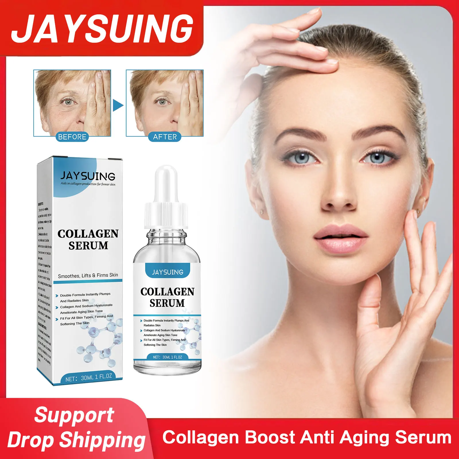 

Collagen Boost Anti Aging Serum Reduce Wrinkle Fade Fine Lines Firming Improve Skin Elasticity Brighten Moisturizing Skin Care