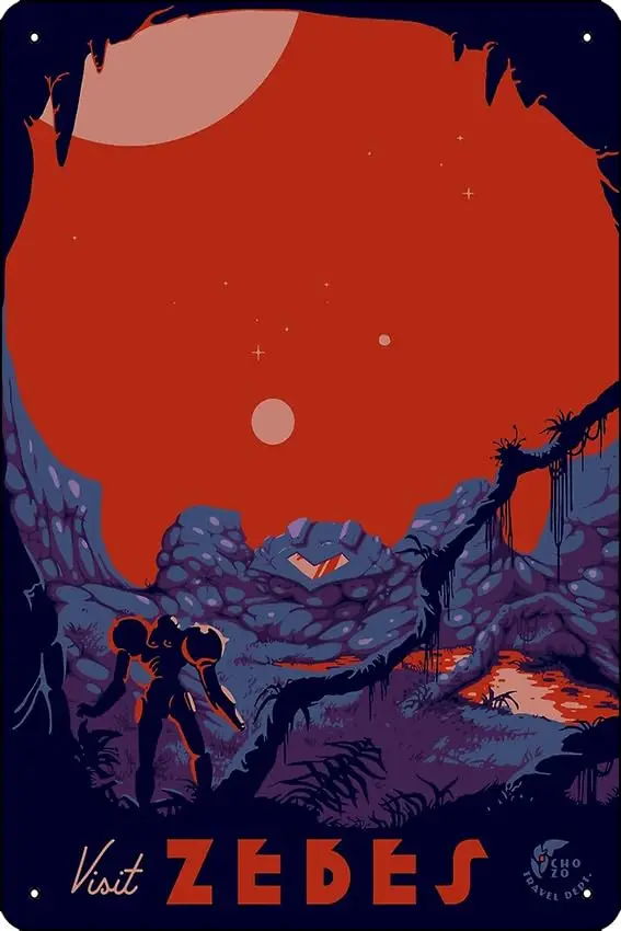 Посетите zebes плакат металлический знак декор-8x12 дюймов бар паб гараж мужская