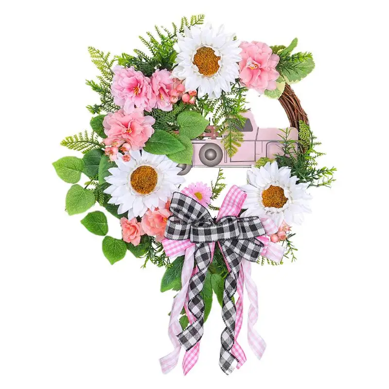 

Christmas Wreath Decoration Christmas Wreath for Front Door Gold Window Wall Door Pink Flower Garland Winter Wreath Car Bows