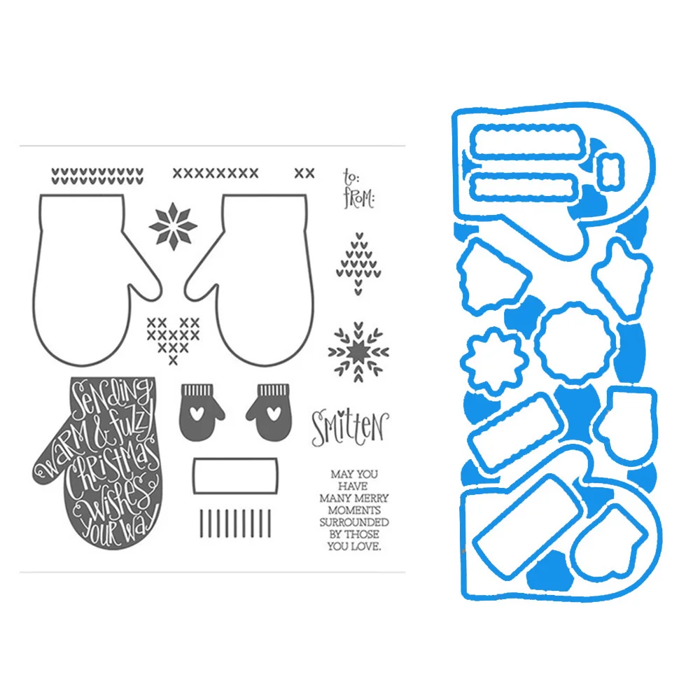 

Gloves Christmas Series Metal Cutting Dies Or Clear Stamps For Scrapbooking Diy Embossed Template Paper Album Craft Dies