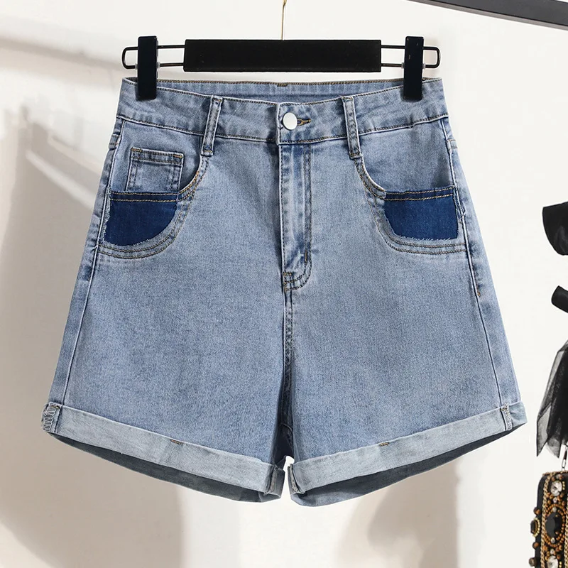 

Shorts For Women Denim Straight Jean Shorts 2023 Summer Lolita Fashion Casual Streetwear Ladies Pocket Rolled Hem Denim Shorts