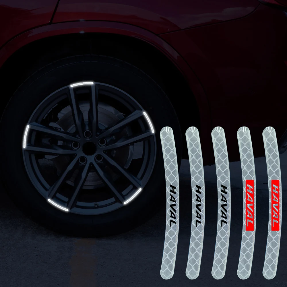 

Car Wheel Hub Reflective Stickers Set Tire Rim Luminous Reflective Decoration For HAVAL f7 jolion f7x h6 h9 h6 2021 Accessories