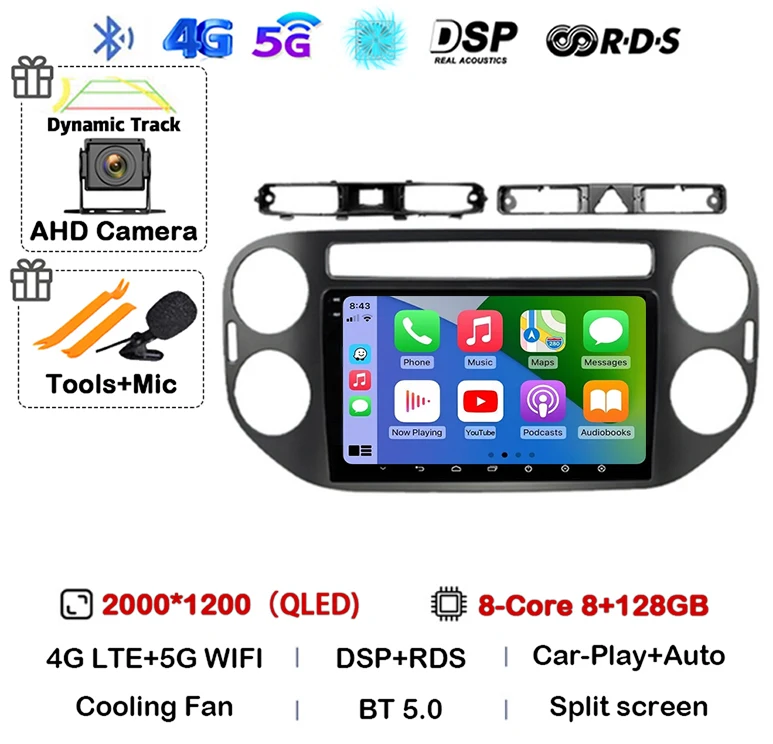 

Android 15 Auto Carplay для VW Volkswagen Tiguan 1 NF 2006 2008-2012 2013 2014 2015 2016 Автомобильный радиоприемник Мультимедийный GPS-плеер Стерео