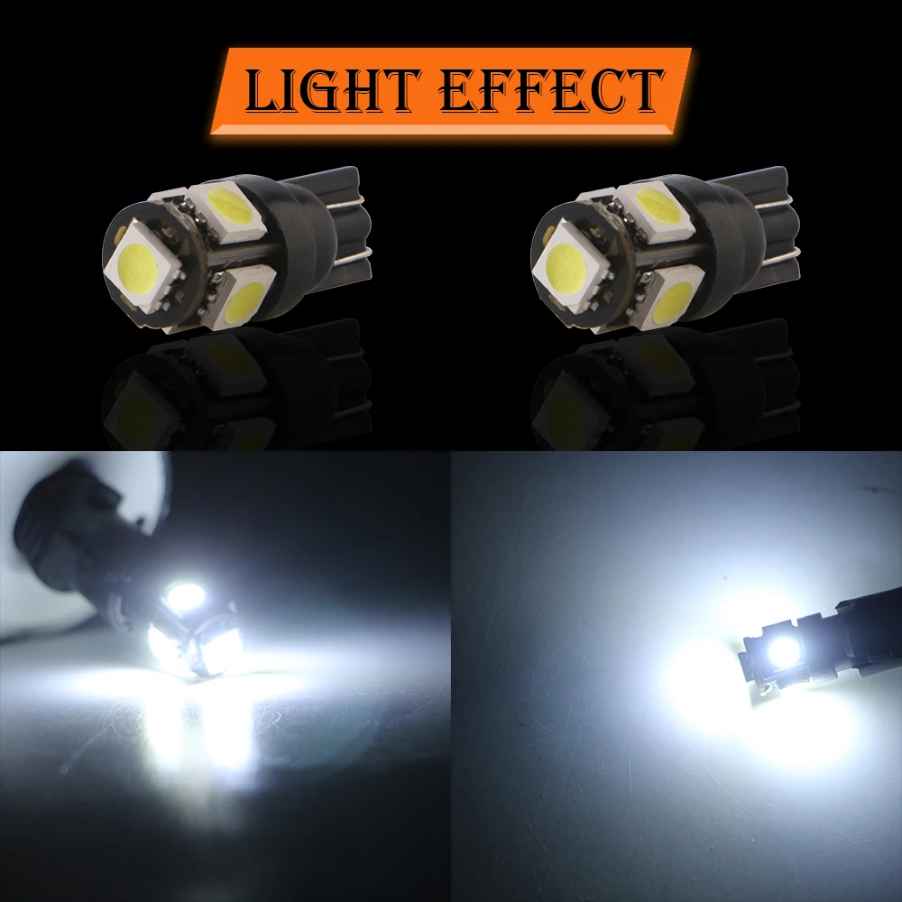Фото 10 шт. T10 W5W 158 192 192 194 168 5050 SMD 5 светодиодный автомобильный клиновой боковой фонарь внутренняя лампа для чтения купола освещение багажника номерного знака 12 В 24 В №4