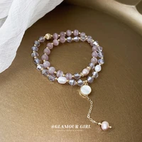 minar charming 2 styles bling opal crystal charm bracelet for women golden copper faux pearl elastic beaded bracelets jewelry