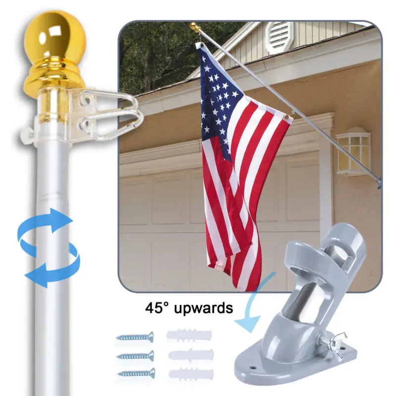 Heavy Duty Aluminum 20/25ft Sectional Flag Pole Kit w/ 3' x 5' US Flag Kit