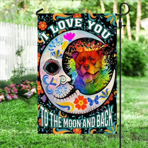 Флаг Питбуля Я люблю тебя на Луну и обратно Садовый флаг