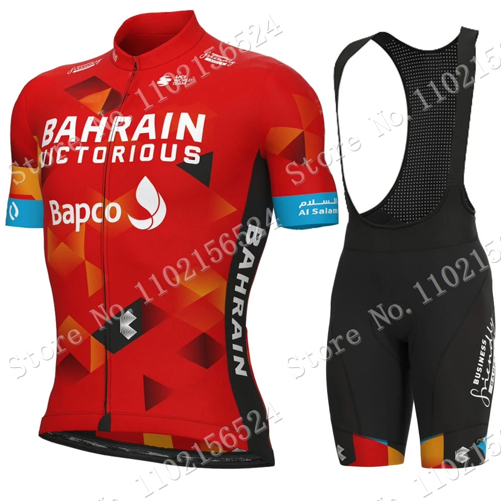 

Bahrain Victorious 2022 Team Cycling Jersey Set Summer Bicycle Clothing Men's Road Bike Shirt Suit bib Shorts MTB Maillot Ropa