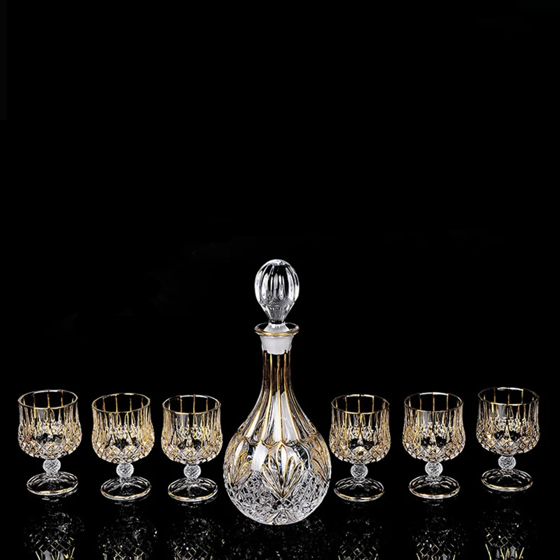 

novelty home bar Crystal glass 7 Pcs Whiskey Decanter Set with 6 Pcs old fashioned glass for Liquor Scotch Bourbon 220407-08