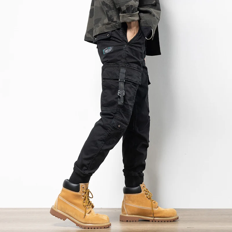 Модные Дизайнерские мужские джинсы повседневные брюки-карго с несколькими