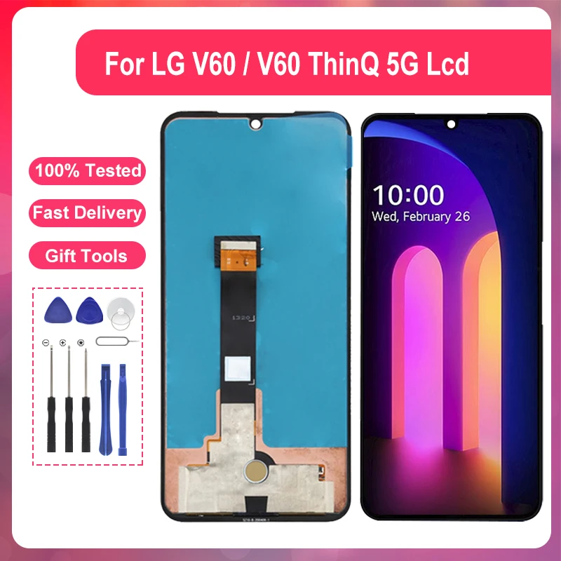 

1Pcs 6.8 Inch V60 ThinQ 5G Display For LG V60 LCD Touch Screen Digitizer LM-V600 A001LG Assembly Free Shipping With Tools