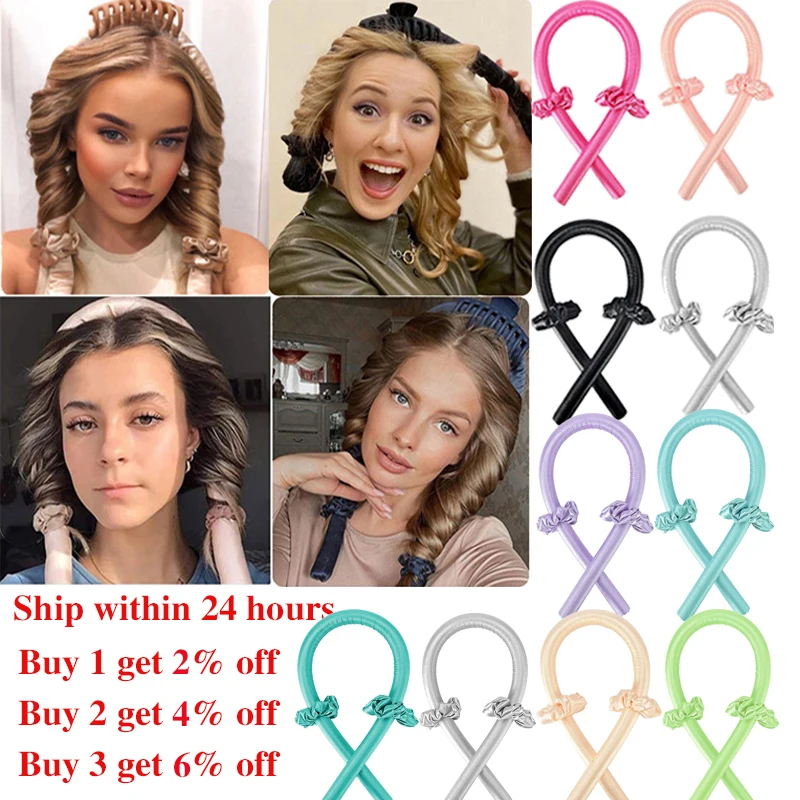 Heatless Curling Rod Headband Lazy Curler Set Make Hair Soft Shiny No Heat Spiral Soft Sleeping Curling Iron Modeling Accessorie