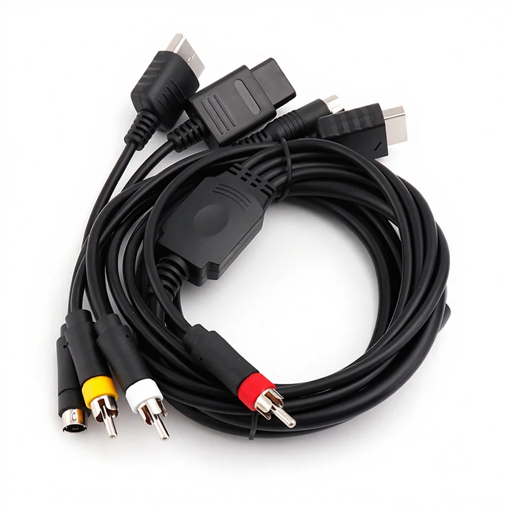 Фото Многофункциональный кабель 4 в 1 AV S-Video для игровых консолей Sega Saturn SS DC PS1 PS2 SNES SFC N64 NGC №2