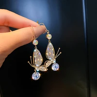 elegance crystal inlaid brick butterfly pendant earrings for women 2022 temperament advanced sense korean fashion jewelry gifts